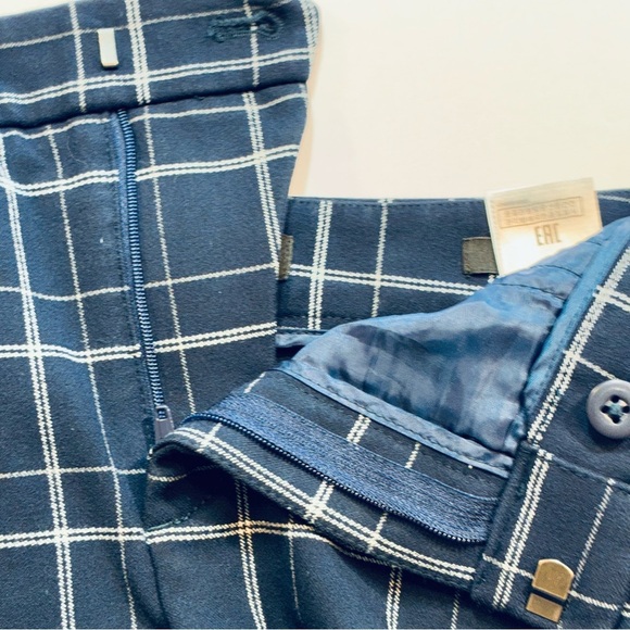 Banana Republic Sloan Fit Sz 10 Slim Ankle Navy White Plaid Preppy - Picture 2 of 8